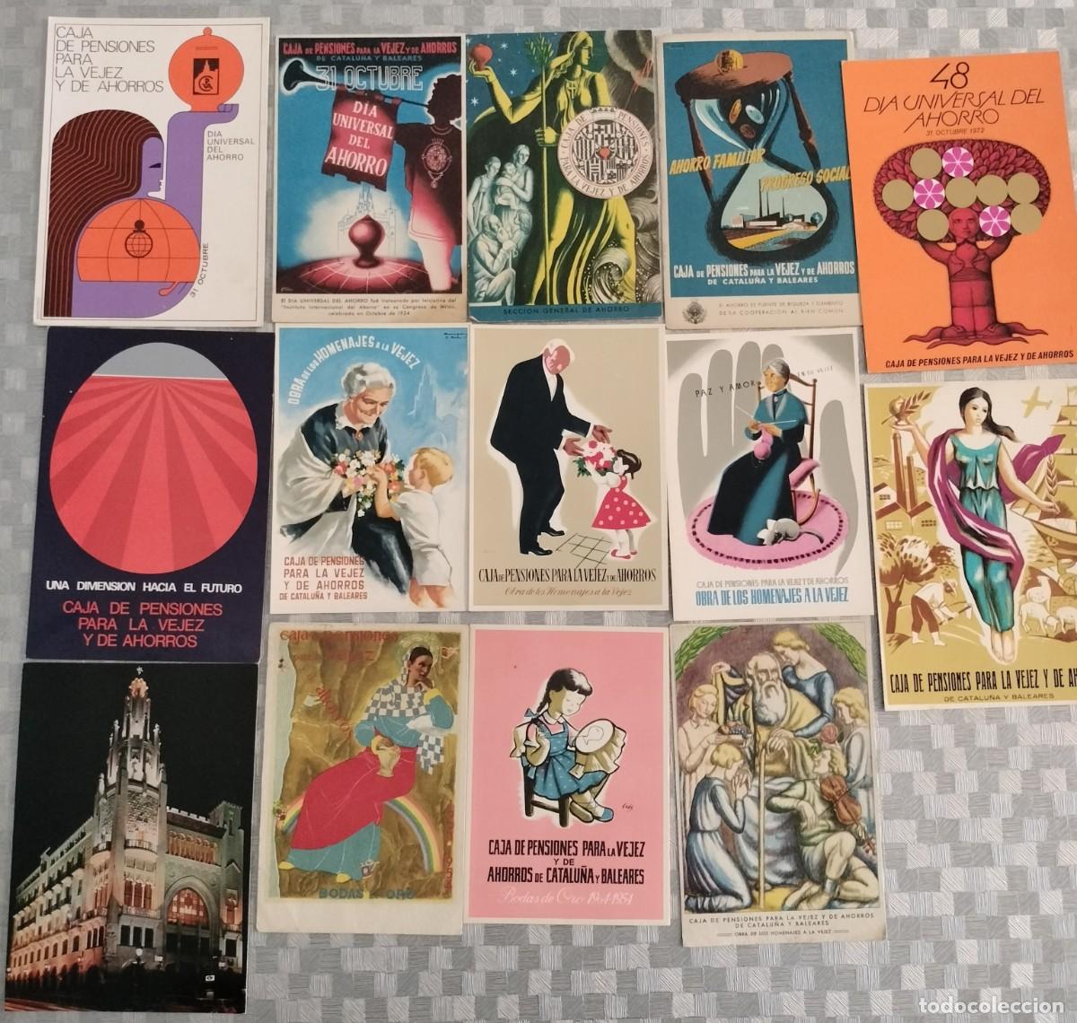 Postales: LOTE DE 14 POSTALES ANTIGUAS DE LA CAJA DE PENSIONES - LA CAIXA -