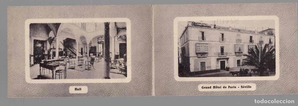Postales: TARJETA POSTAL DOBLE GRAND HOTEL DE PARIS SEVILLA. CON TARIFA DE PRECIOS. C.1930