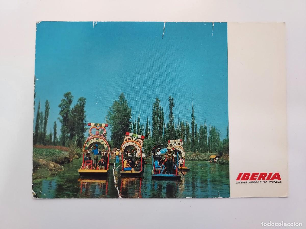 Postales: POSTAL IBERIA LINEAS AEREAS MEXICO XOCHIMILCO. SIN CIRCULAR. 1968. PUBLICIDAD