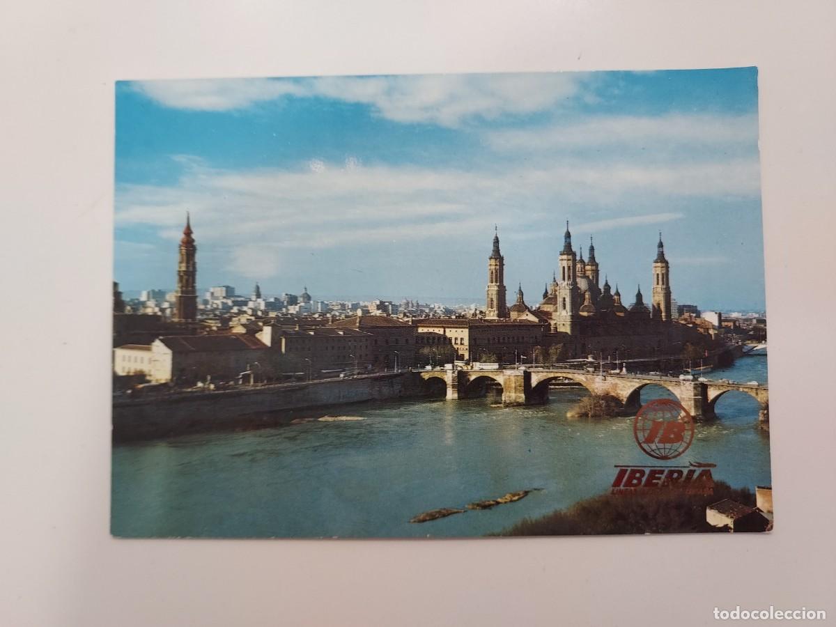 Postales: POSTAL IBERIA LINEAS AEREAS ZARAGOZA VISTA PARCIAL. SIN CIRCULAR. 1973. PUBLICIDAD