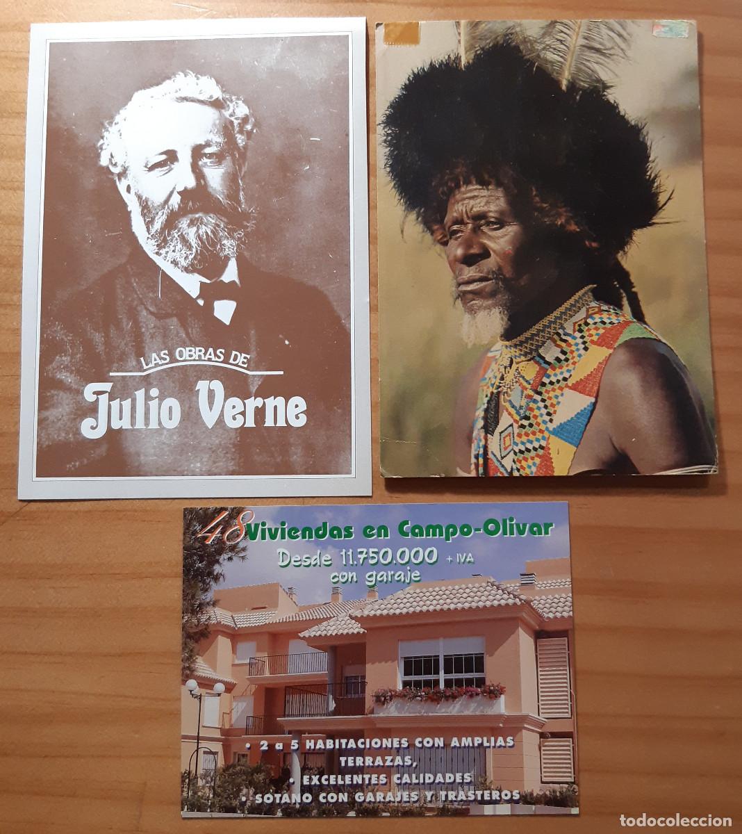Postcards: 3 TARJETAS VARIADAS - JULIO VERNE, PUEBLOS DE LA TIERRA Y CAMPO OLIVAR - PERFECTO ESTADO