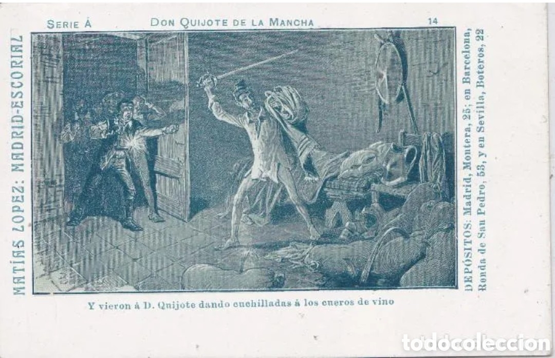 Postales: DON QUIJOTE DE LA MANCHA - PUBLICITARIA DE MAT&Iacute;AS L&Oacute;PEZ, MADRID - EL ESCORIAL