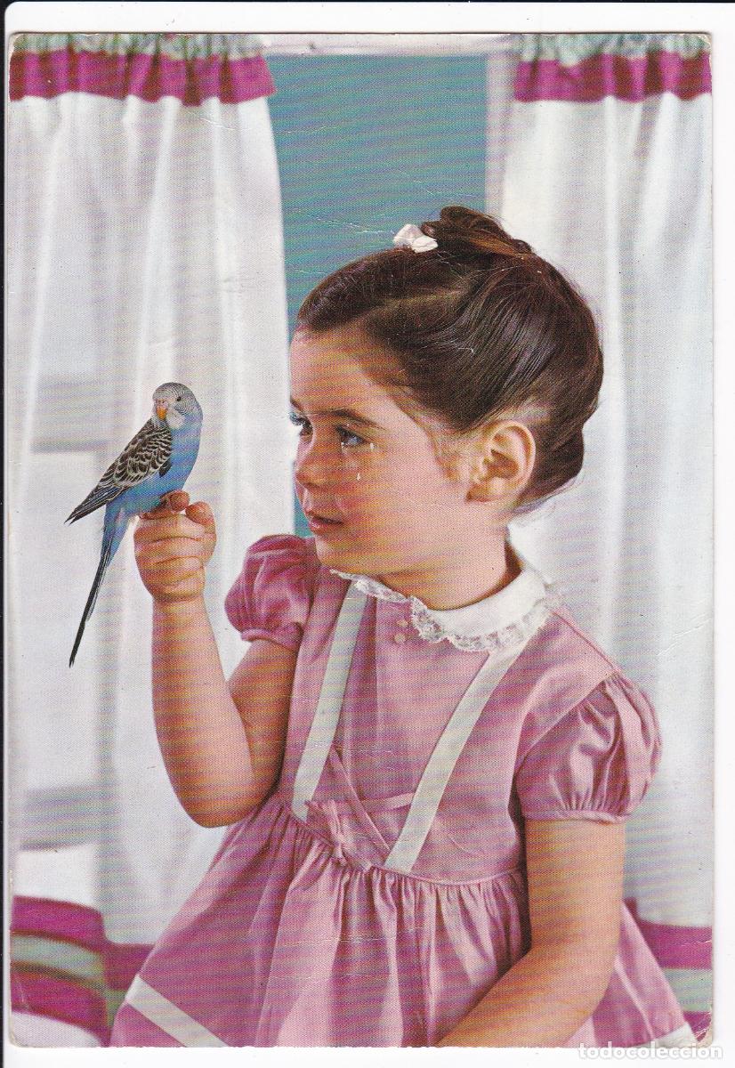 Cartes Postales: Instituto bioquimico Hermes. Antigua postal publicitaria. Ni&ntilde;a con p&aacute;jaro.