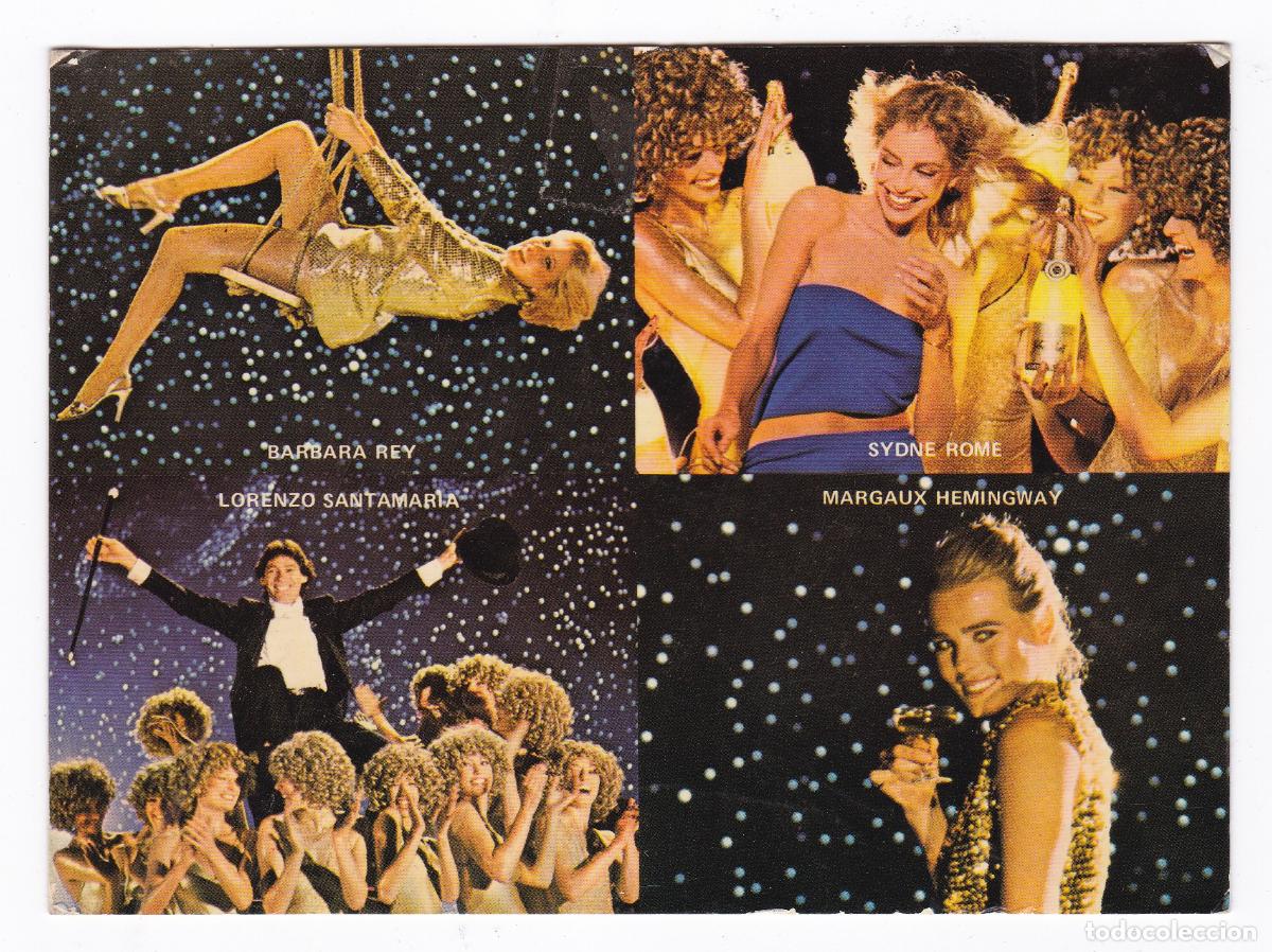 Postkarten: Freixenet. Antigua postal publicitaria. Horarios del Anuncio de TV del a&ntilde;o 1980. Barbara Rey....
