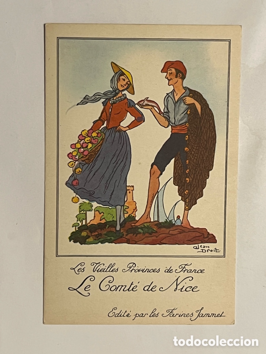 Postales: Les Vieilles Provinces de France Le Comte de Nice FOLKLORE. Publicidad Farines Jammet (h.1930?)