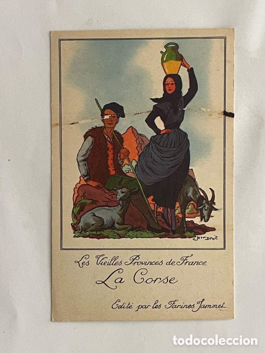 Postcards: Les Vieilles Provinces de France La Cors&eacute; .. FOLKLORE. Publicidad Farines Jammet (h.1930?)