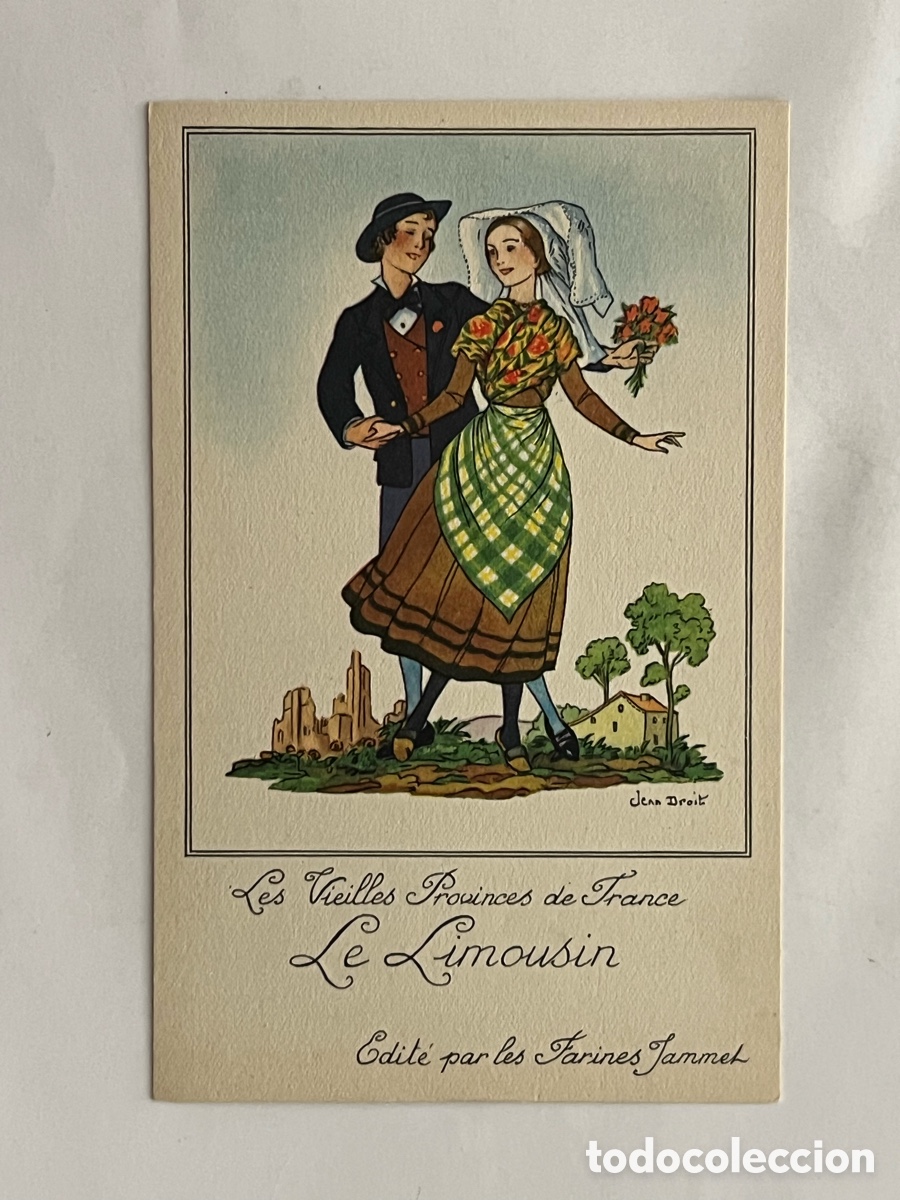 Cartoline: Les Vieilles Provinces de France Le Limousin.. FOLKLORE. Publicidad Farines Jammet (h.1930?)
