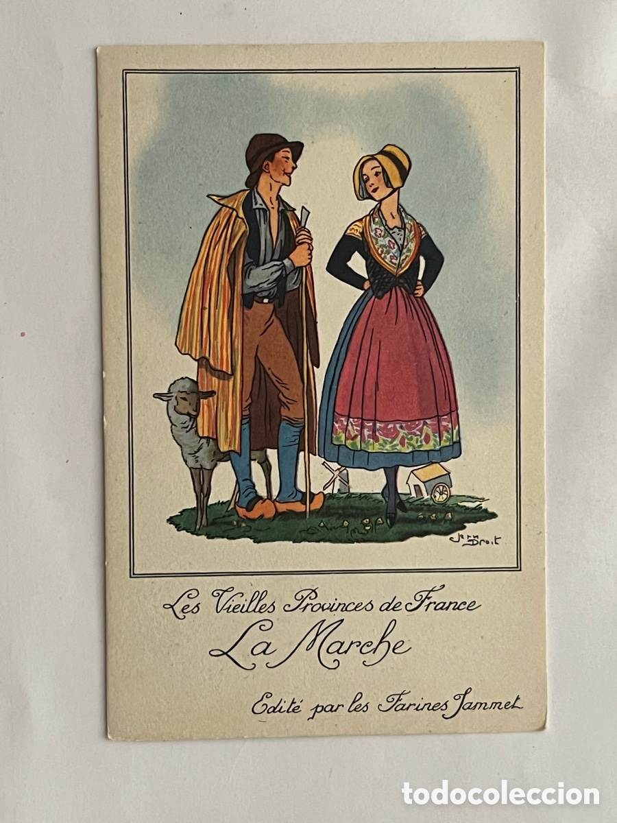 Postkarten: Les Vieilles Provinces de France La Marche.. FOLKLORE. Publicidad Farines Jammet (h.1930?)