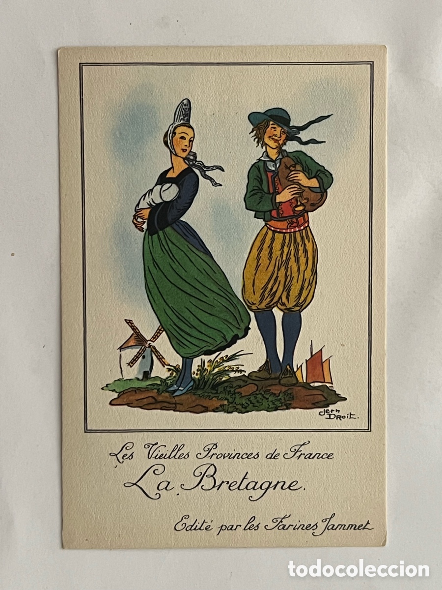Postkarten: Les Vieilles Provinces de France La Bretagne.. FOLKLORE. Publicidad Farines Jammet (h.1930?)