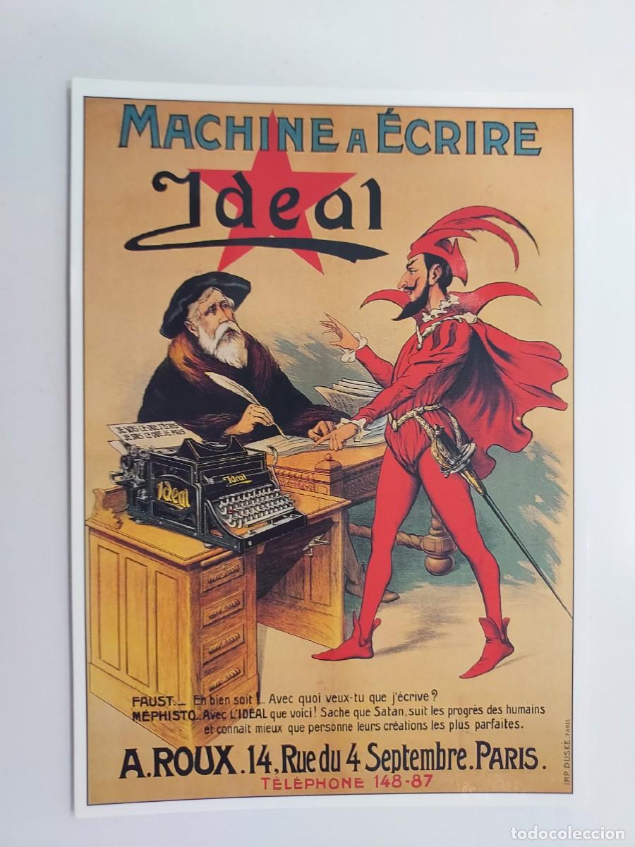 Postales: POSTAL PUBLICITARIA. MACHINE A ECRIRE IDEAL, PARIS. ESCRITA. M&aacute;quina de escribir
