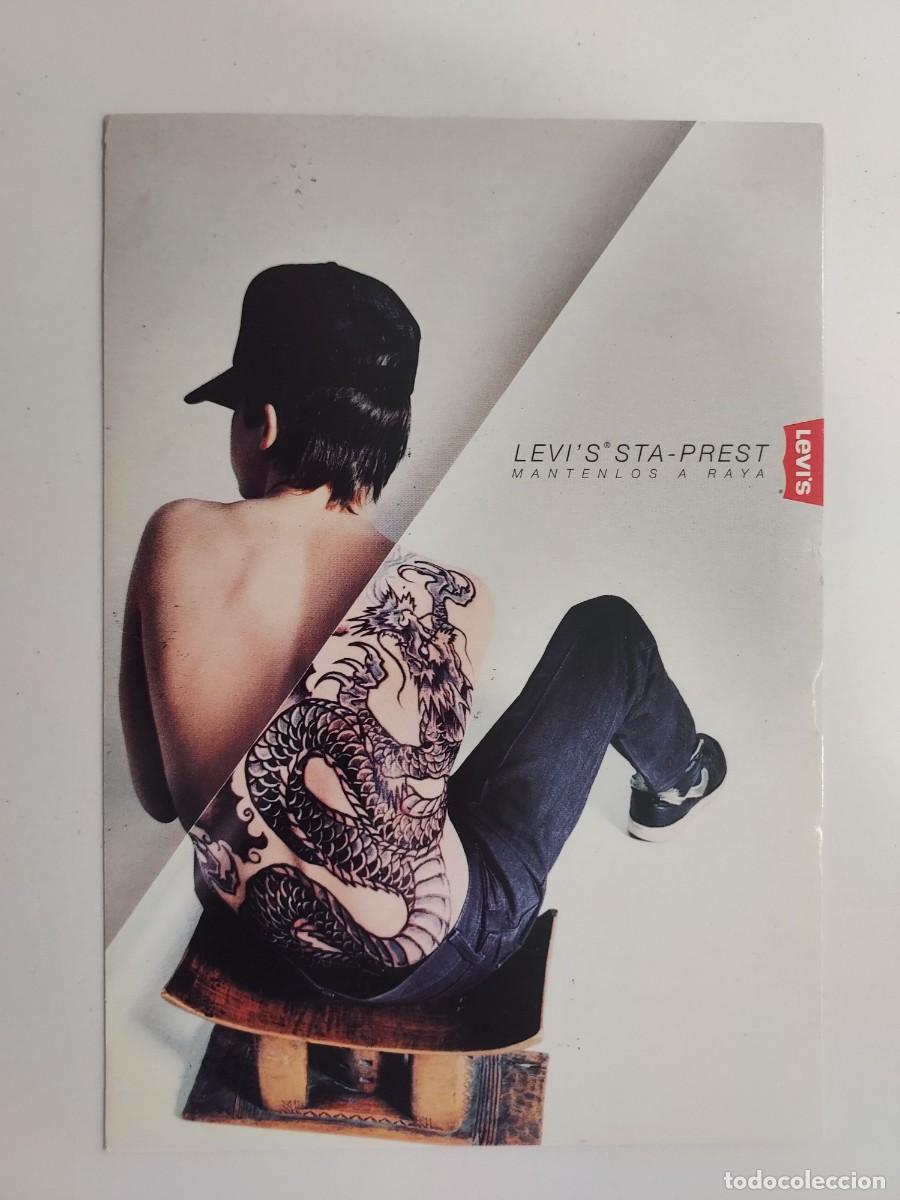 Postales: POSTAL PUBLICITARIA. LEVI'S STA-PREST MANTENLOS A RAYA. CIRCULADA 1999. Vaqueros. Caricatura atr&aacute;s