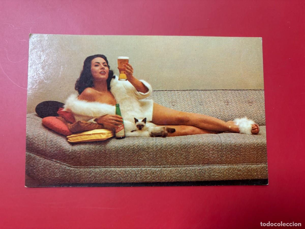 Postales: TARJETA POSTAL - CUBA - PUBLICIDAD CERVEZA CRISTAL - MUJER CON GATO Y CERVEZA -