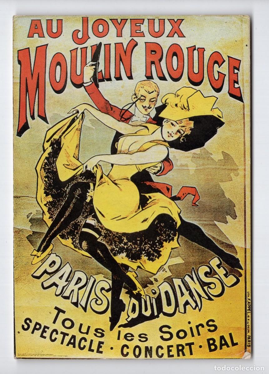 Postales: Au Joyeux Moulin Rouge. Cartel Jules Ch&eacute;ret. Delta Productions