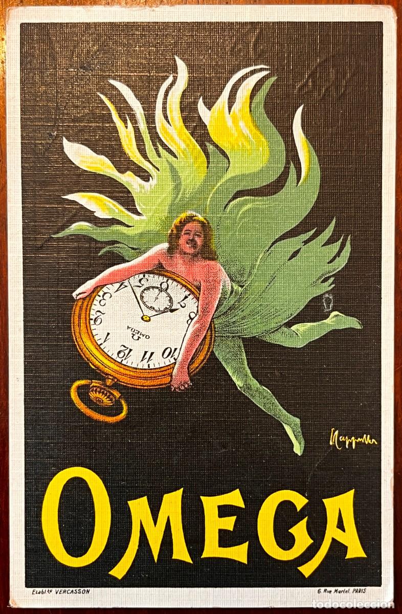 Postales: Antigua postal con publiciad de relojes Omega, dise&ntilde;ada originalmente hacia 1910 por el c&eacute;lebre cari