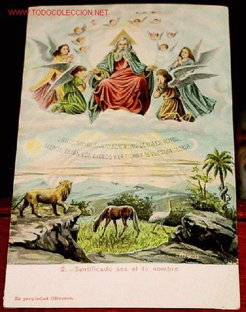 Postkarten: ANTIGUA ESTAMPA POSTAL RELIGOSA EL PADRE NUESTRO ILUSTRADO N&ordm; 2 - SANTIFICADO SEA EL TU NOMBRE