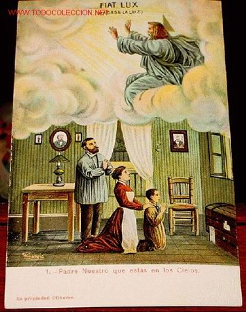 Cartes Postales: ANTIGUA ESTAMPA POSTAL RELIGOSA EL PADRE NUESTRO ILUSTRADO N&ordm; 1 - PADRE NUESTRO QUE ESTAS EN LOS CIE