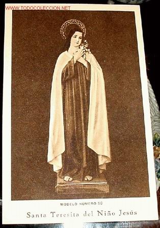 Postales: ANTIGUA ESTAMPA TAMA&Ntilde;O POSTAL DE SANTA TERESITA DEL NI&Ntilde;O JESUS - MODELO NUMERO 50 - EN LA PARTE TRAS