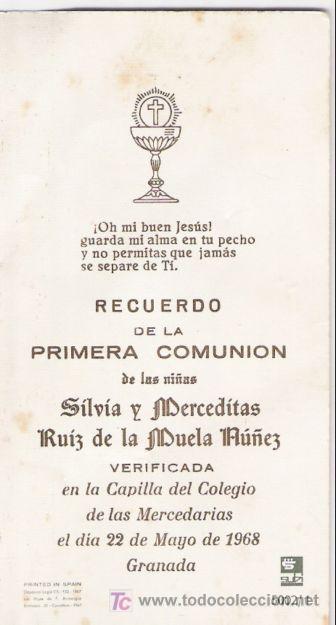 Postales: RECUERDO DE PRIMERA COMUNION. GRANADA. 1968. - Foto 2