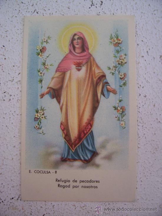 Postales: estampa e.coculsa -8, refugio de pecadores, rogad por nosotros (6x10cm aprox)