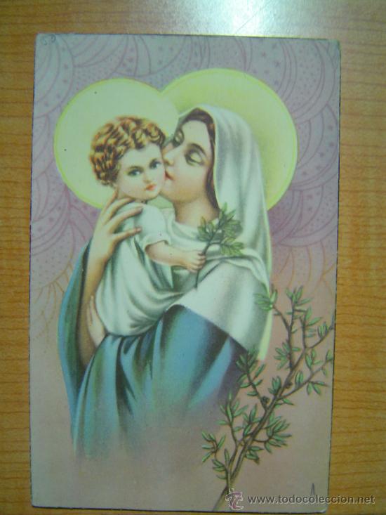 Postales: POSTAL VIRGEN CON EL NI&Ntilde;O JESUS ESCRITA