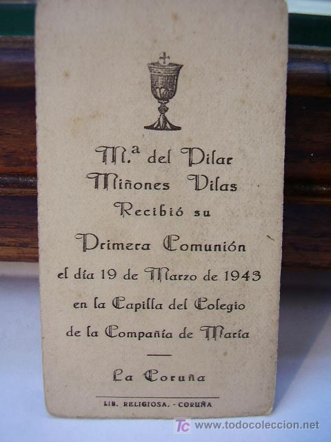 Postales: Recordatorio 1&ordf; Comuni&oacute;n 1943 La Coru&ntilde;a - Foto 2