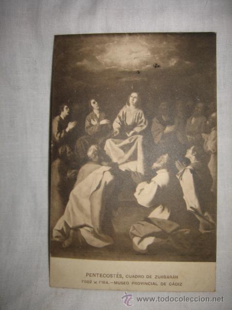 Postales: PENTECOSTES  CUADRO DE ZURBARAN MUSEO DE CADIZ CIRCULADA  GIJON-OVIEDO 1910