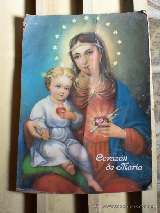 Postales: POSTAL PRECIOSA CORAZON DE MARIA , DE 30 X  20 CMS , DE LOS A&Ntilde;OS 80 APROX .
