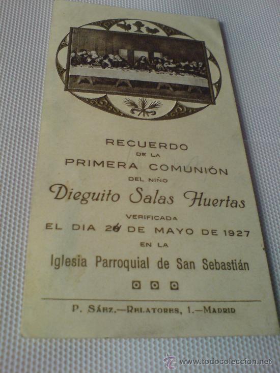 Postales: Recordatorio primera comuni&oacute;n a&ntilde;o 1927 - Foto 1