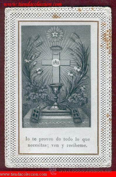 Postcards: Estampa troquelada (o de encaje). siglo XIX el Cadiz .Santa Eucaristia