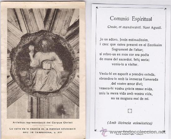 Postales: estampa.- representacio corpus christi.- comunio espiritual.- catedral tarragona.- a&ntilde;os 50 .- tgn