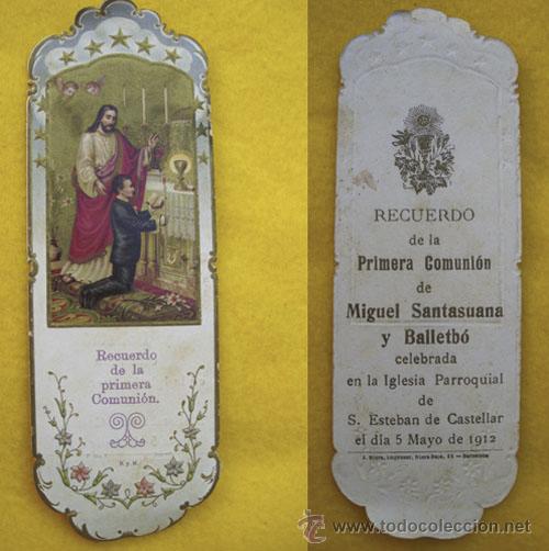 Cartoline: Antigua Postal : Comuni&oacute;n Miguel Santasuana y Balletb&oacute;. 1912. San Esteban de Castellar