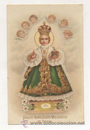 Postales: POSTAL ILUSTRADA. DIVINO NI&Ntilde;O JES&Uacute;S MILAGROSO DE PRAGA. CON RELIEVE Y DORADOS.