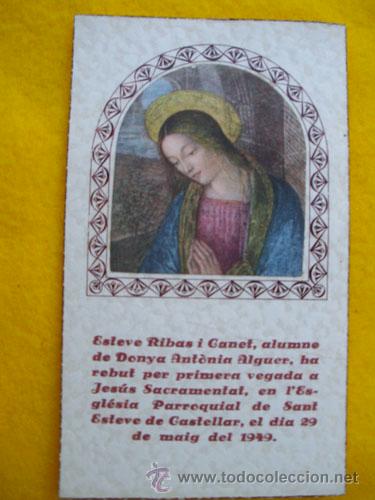 Postales: Antiguo Recordatorio : PRIMERA COMUNI&Oacute;N Esteve Ribas i Canet - Sant Esteve de Castellar. 1949