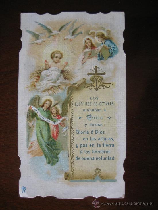 Postales: Estampa Ej&eacute;rcitos Celestiales y Ni&ntilde;o Jes&uacute;s.