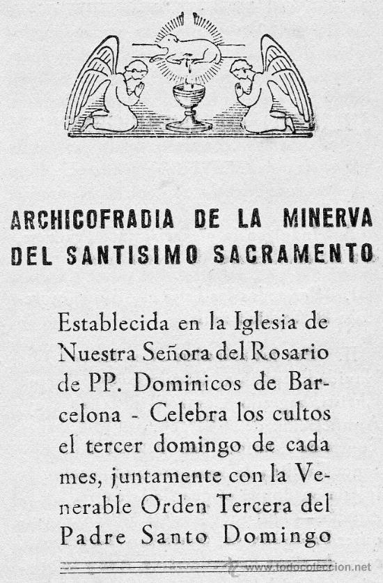Postales: Archicofradia Minerva Santisimo Sacramento 1929