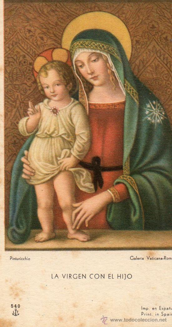 Postales: La Virgen con el hijo.