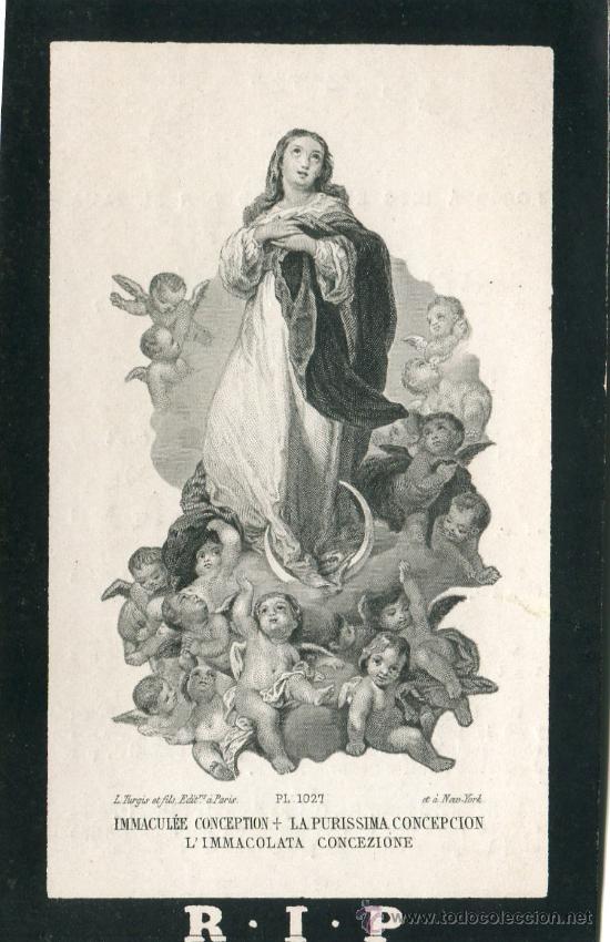 Postales: Recordatorio Defunci&oacute;n. Inmaculada. M&aacute;laga 1889 - Foto 1