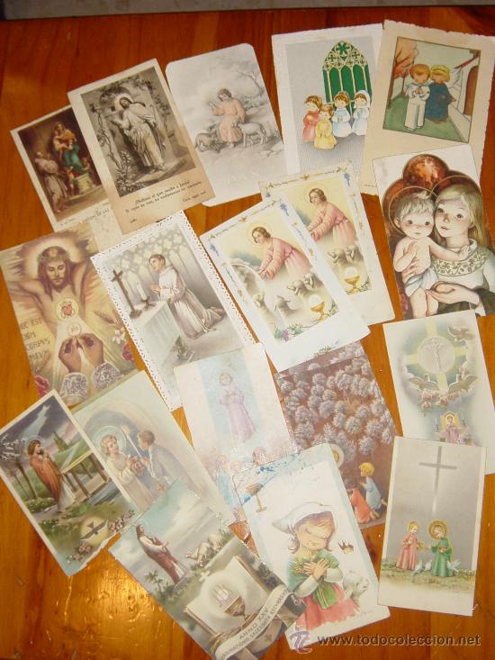 Cartes Postales: LOTE DE 18 RECORDATORIOS DE PRIMERA COMUNION A&Ntilde;OS 60 Y 2 DE LOS A&Ntilde;OS 50
