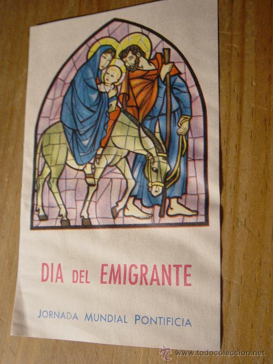Cartes Postales: ESTAMPA CON SUPLICA A LA VIRGEN DE LOS EMIGRANTES.  DIA DEL EMIGRANTE JORNADA MUNDIAL PONTIFICIA
