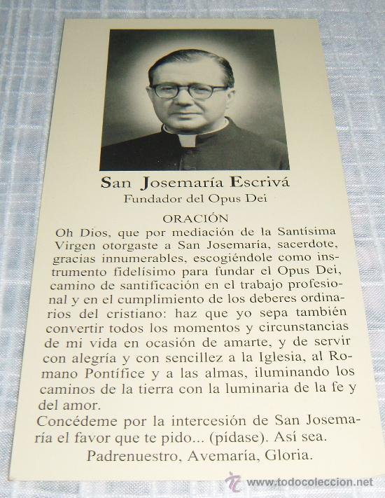 Postales: estampa de San Josemaria Escriva Fundador del Opus Dei