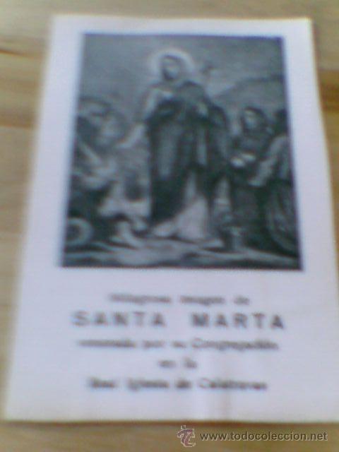 Cartes Postales: REcordatorio Milagrosa imagen de SAnta Marta Real Iglesia de Calatravas trasera oracion