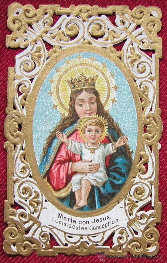Postales: ANTIGUA ESTAMPA TROQUELADA - LA INMACULADA CONCEPCI&Oacute;N - PUBLICIDAD LA ESPA&Ntilde;OLA PP. DEL SIGLO XX