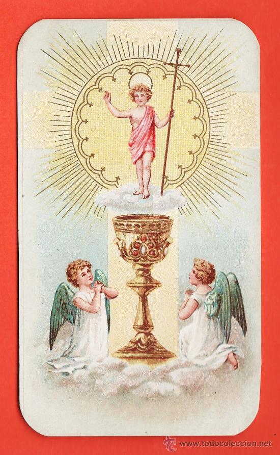 Postales: estampa / recordatorio - ni&ntilde;o jesus con angeles y caliz - sin datos - a&ntilde;os 20 -