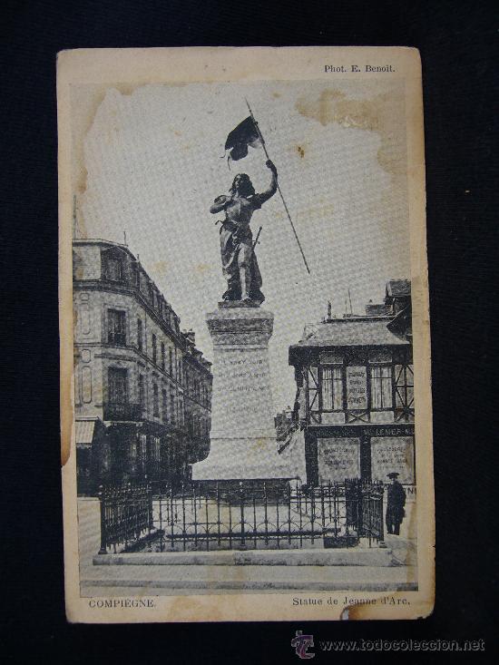 Postales: Postal de Juana de Arco. Compiegne. Est&aacute;tua. Phot. E. Benoit. - Foto 1