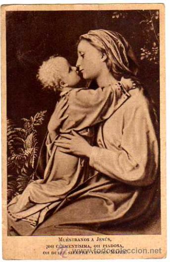 Cartoline: Estampa Virgen Maria. Detr&aacute;s escrita 1947.
