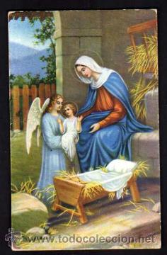 Postkarten: Virgen Maria con el ni&ntilde;o Jes&uacute;s. No circulada.