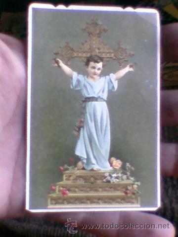 Postales: Precioso recordatorio Ni&ntilde;o jesus brazos en cruz sujetando martillo y clavos antiguo.