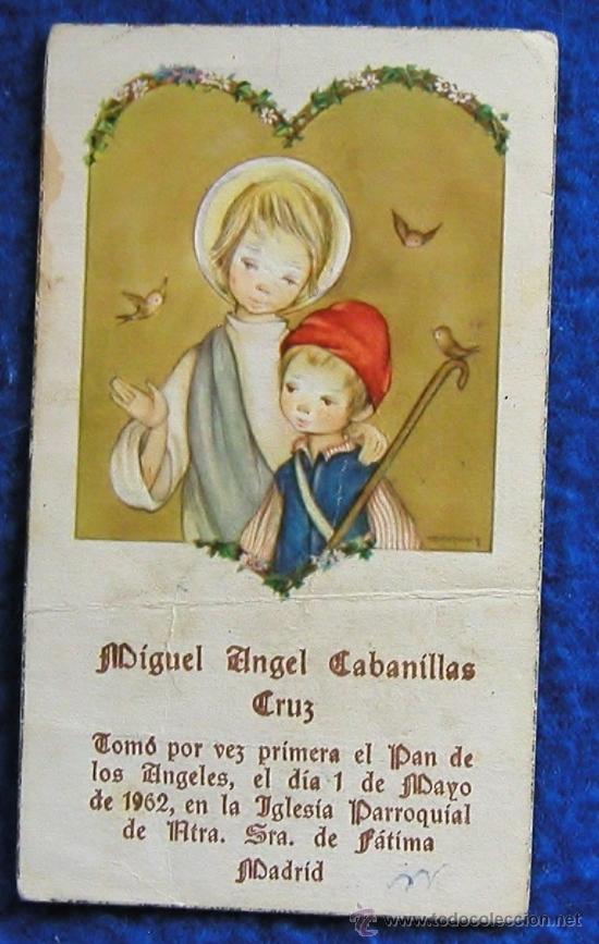 Postcards: ESTAMPA RECORDATORIO COMUNI&Oacute;N EDICIONES S/PADRE NUESTRO IGLESIA PARROQUIAL NTRA SRA F&Aacute;TIMA A&Ntilde;O 1962