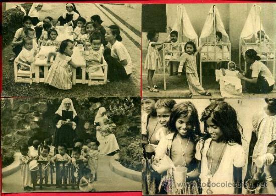 Postales: CUATRO ESTAMPAS RECUERDO DONACI&Oacute;N BAUTISMO NI&Ntilde;OS INFIELES