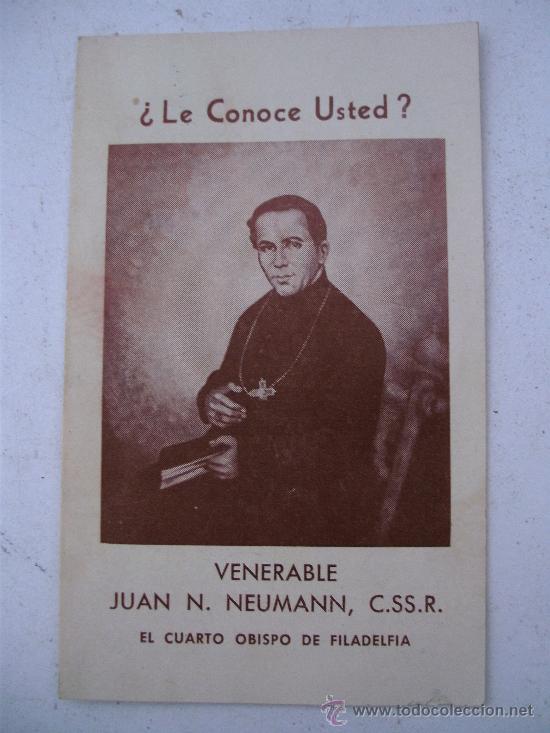 Postkarten: estampa con minibiografia de venerable juan .nneumann, c.ss.r. (diptico 11x14cm aproc abierto)